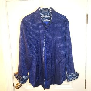Robert Graham *RARE* Blue Men's Button Down Shirt Sz: XL Pristine Condition